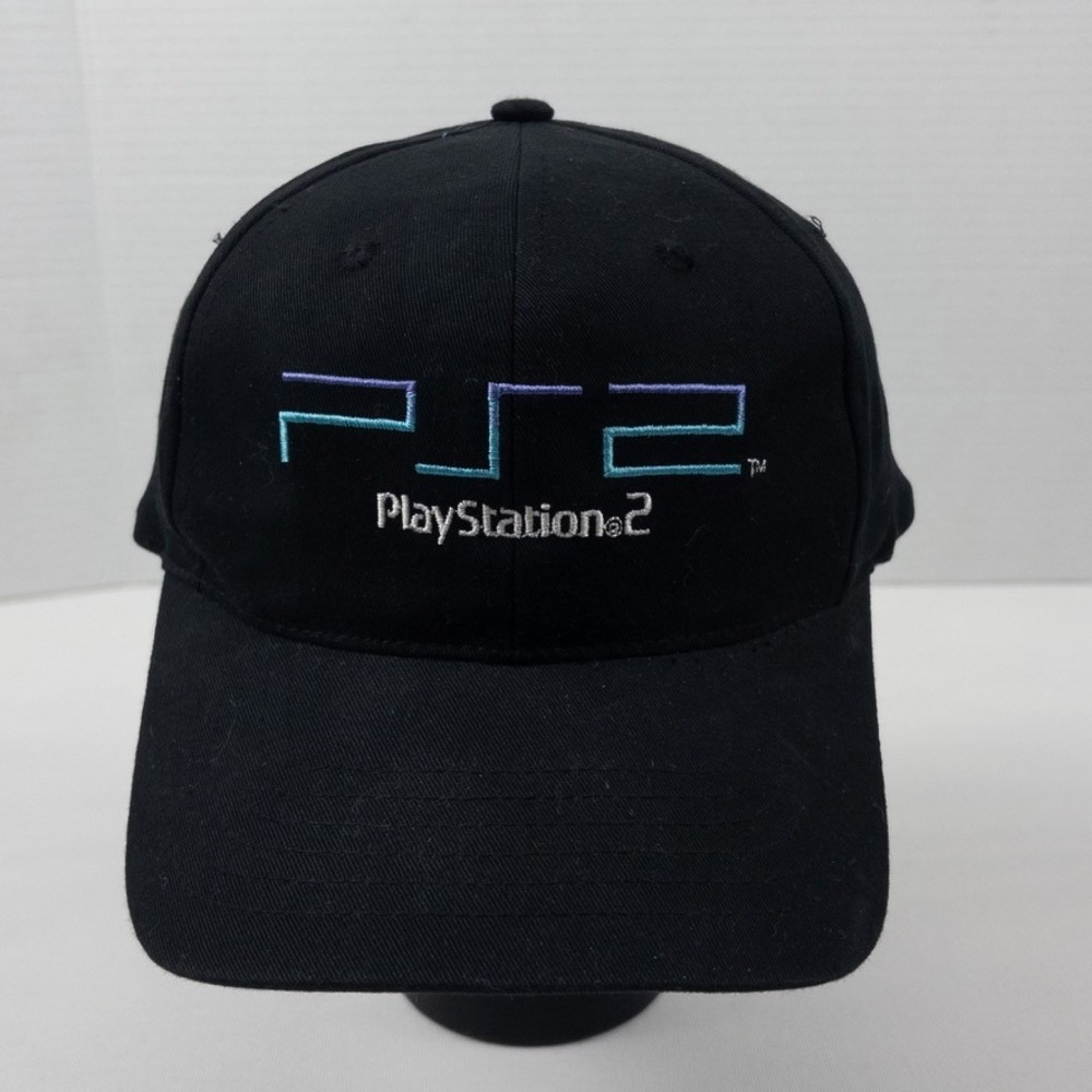 Sony PlayStation 2 Hat Mens Black Vintage Y2K PS2 Logo Promo Vaporwave Cap OSFM